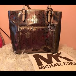Michael Michael Kors Mirror Metallic Pewter Tote